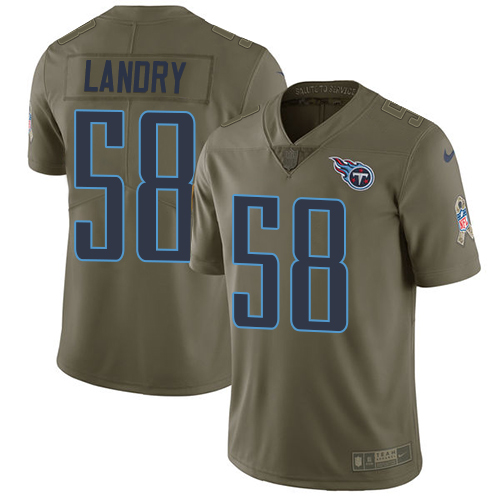 Nike Titans #58 Harold Landry Olive Men's Stitched NFL Limited Salute To Service Jersey - Click Image to Close